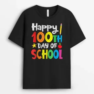 100th Day Of School Teachers Kids Child Happy 100 Days T-Shirt - Black