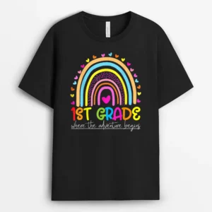1st Grade Rainbow Teacher Team First Grade Squad T-Shirt - Black