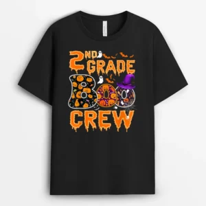 2nd Grade Boo Crew Teachers Students Halloween Costume T-Shirt - Black