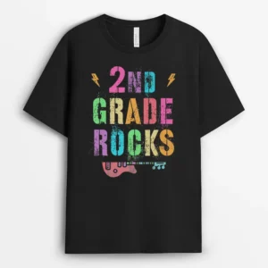 2nd GRADE ROCKS Student Teacher SECOND Grader Rockstar Team  T-Shirt - Black