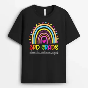 3rd Grade Rainbow Teacher Team Third Grade Squad T-Shirt - Black