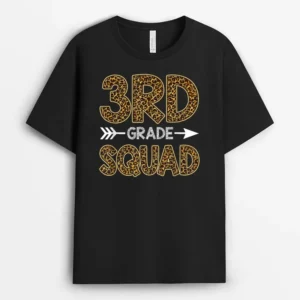 3rd Grade Squad Leopard  3rd Grade Teacher Student T-Shirt - Black