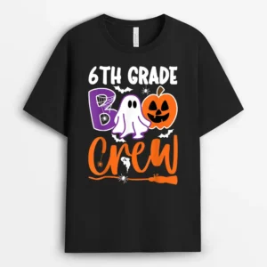 6th Grade Boo Crew Teacher Student Halloween Costume T-Shirt - Black
