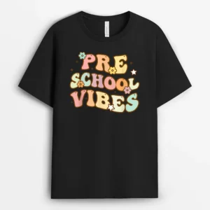 Back To School Preschool Vibes Retro Student Teacher Women T-Shirt - Black