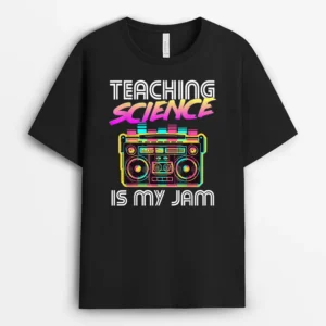 Back To School Retro Science Is My Jam 80s Teacher Boombox T-Shirt - Black