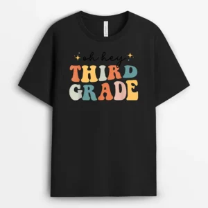 Back To School Students Teacher Oh Hey Third Grade 3rd Retro T-Shirt - Black