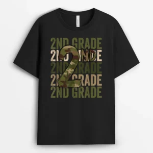 Camo Team 2nd Grade Squad Back To School Teacher T-Shirt - Black
